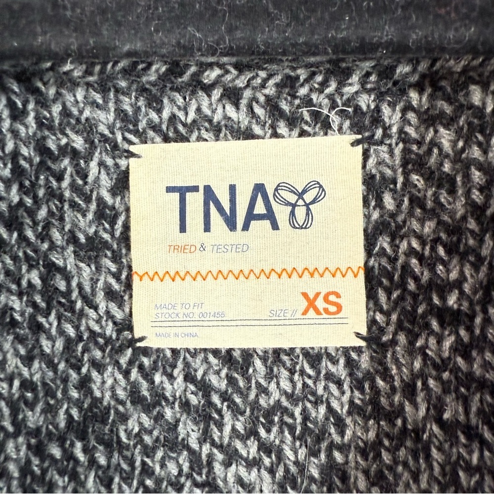 TNA wool sweater zip up vintage Y2K Gray Marled Zip-Front Shawl Collar Sweater - Picture 11 of 14